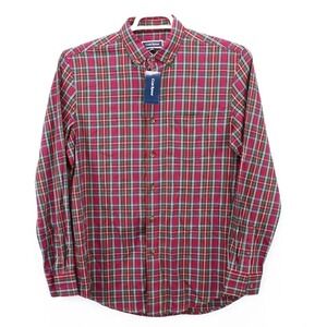 Club Room Shirt Small Men's Red Plaid Holiday Twill Button Down New NWT